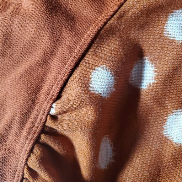 Daily Practice Anthropologie Top NWT Brown Motif Burnt Sienna Polka Dot Sz M - Picture 3 of 16